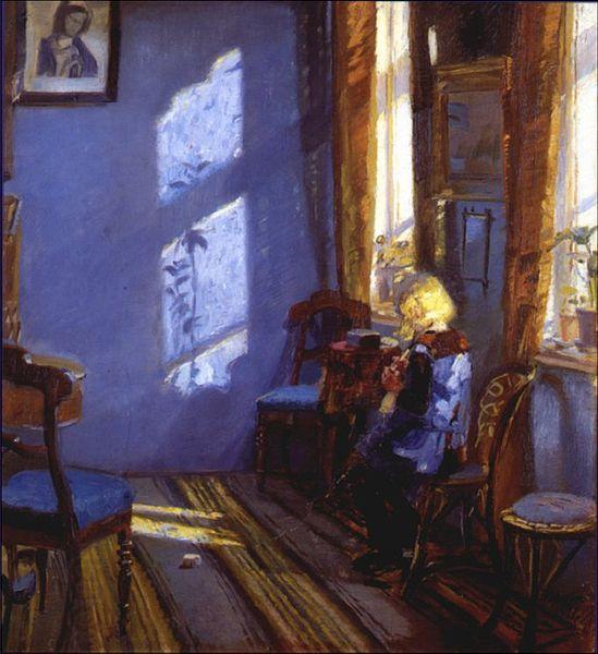 Anna Ancher Sunlight in the blue room oil painting picture